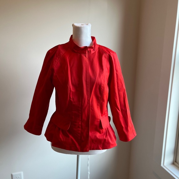 Kenneth Cole Sleek Fitted 3/4 Length Sleeve Jacket Brilliant Red/Orange - Picture 12 of 12